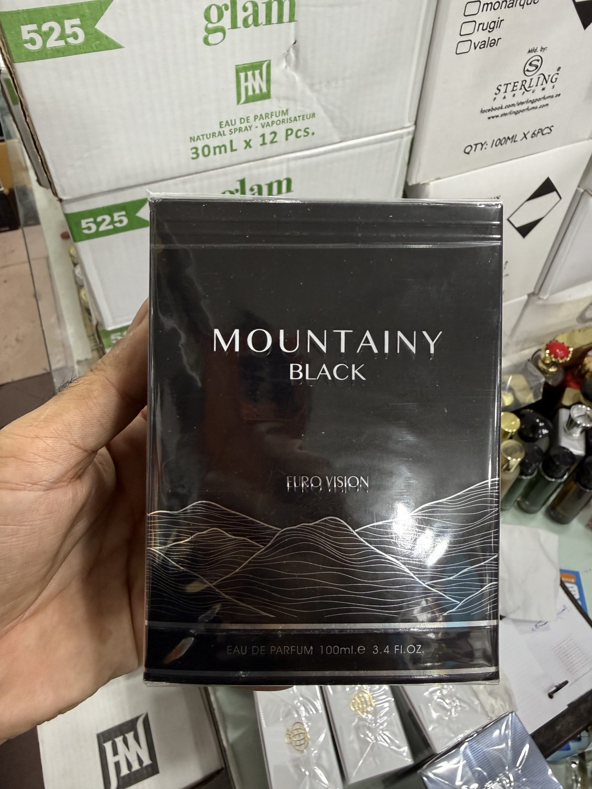 عطر مردانه مانتینی بلک اورجینال Mountainy Black EDP یورو ویژن حجم 100 میل ساخت امارات (عمده و تک)
